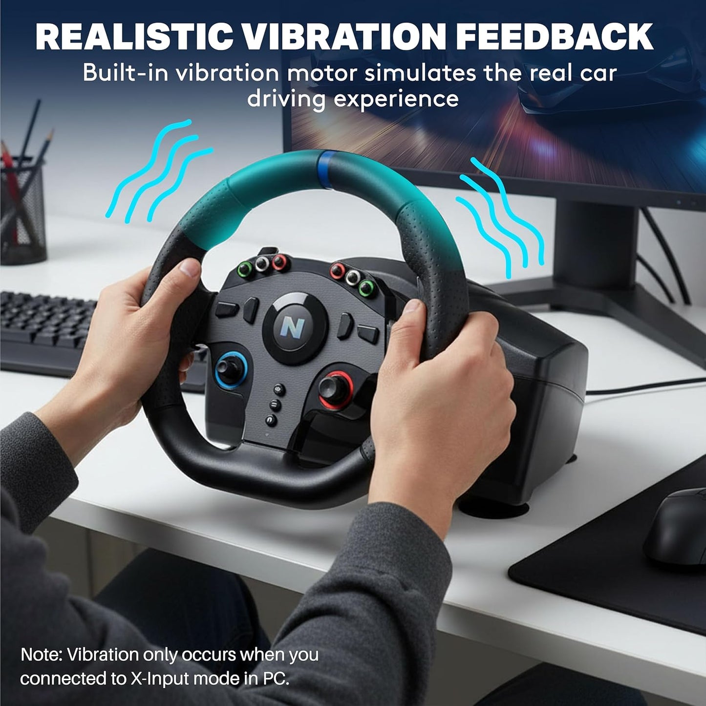Nitho Drive Pro ONE Competition - Gaming Racing Wheel with Separate Shifter and Floor Pedals, 270 Degree Zero Dead Zone Steering Wheel for Racing Simulator on Windows PC Only