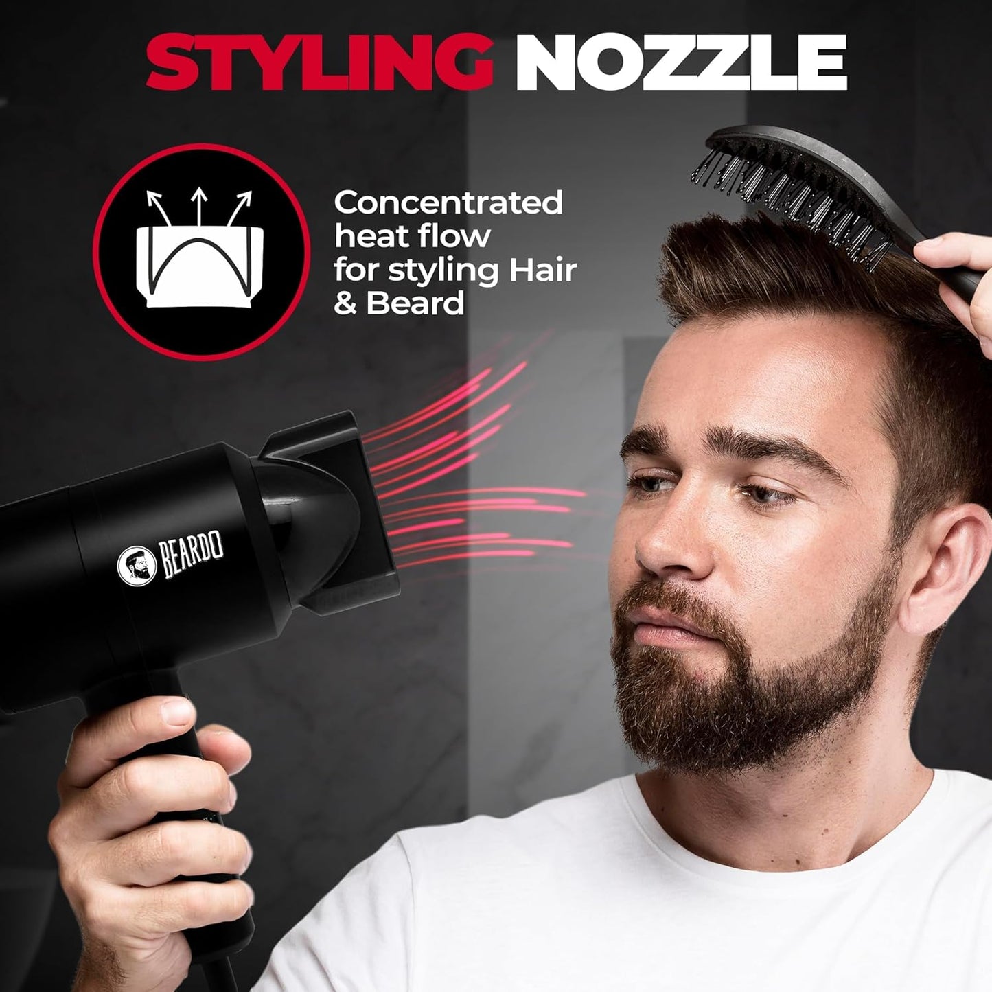 BEARDO Styling Gun Ultra Compact Hair Dryer | 1100 Watts Foldable Hair Dryer | 3 Heat 2 Speed Setting | Travel Friendly | Stylish Matte Black Finish | Gift For Friends | Gift for Husband