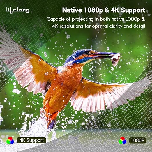 Lifelong Electronics PixelBeam Smart Projector | Android, 1080P Full HD Native & 4K Ultra HD Support | 7500 Lumens | for Room & Outdoors | All OTT Apps | WiFi/BT, Mirroring, USB, HDMI, Speakers (TS)
