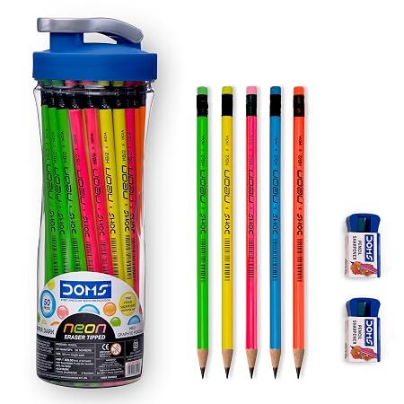 DOMS Neon R/T Pencil 50 Pcs Pencil Sipper