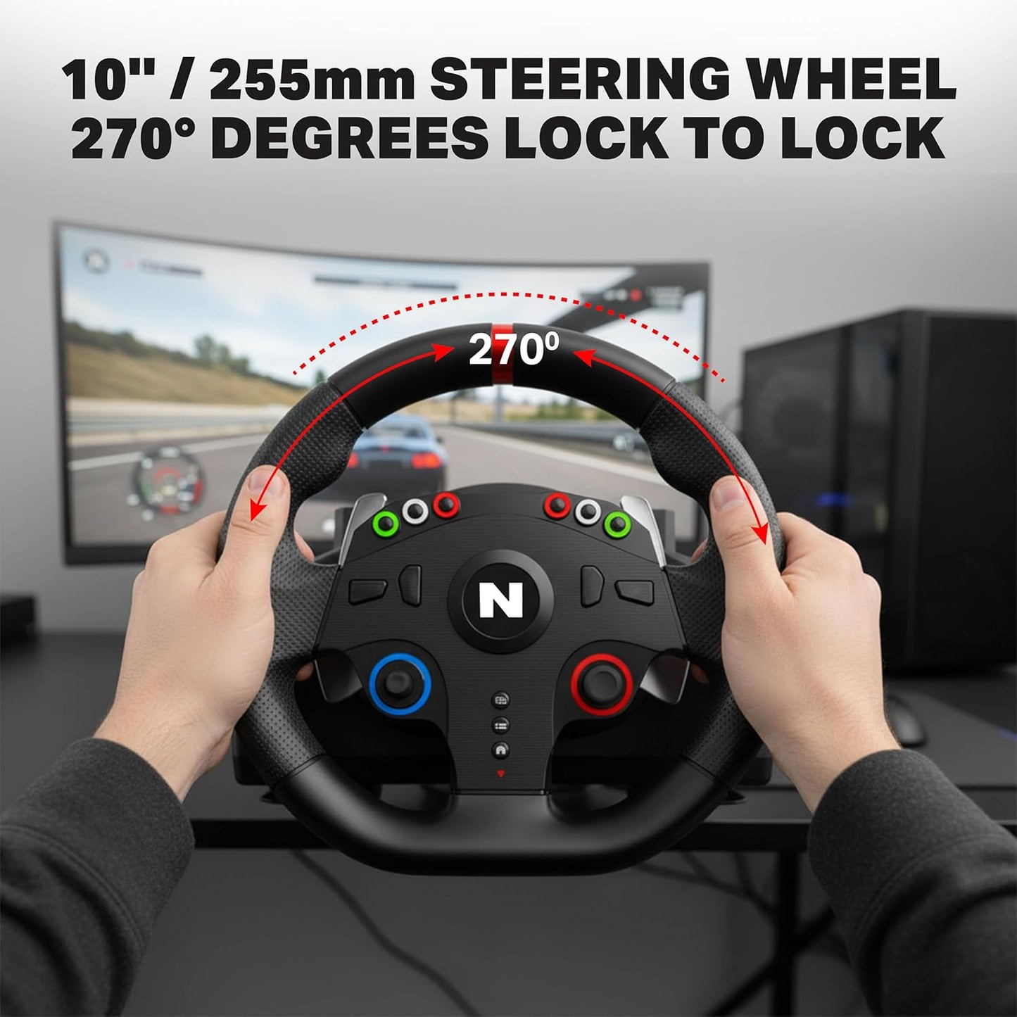 NiTHO Drive Pro ONE Gaming Racing Wheel with Separate Shifter and Floor Pedals, Steering Wheel for PC, PS4, Xbox One, Xbox Series X|S, Switch, 270 Degree Zero Dead Zone Driving Car Simulator
