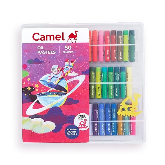 Camel Oil Pastel with Reusable Plastic Box - 50 Shades