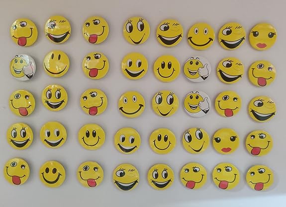 Copy of AMAROBA SMILEY BADGE WITH PIN, SMILEY EMOJI COLORFUL EXPRESSIONS BUTTON WITH PINS