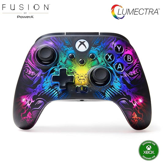 PowerA FUSION Pro Wireless Gaming Controller with Lumectra for Xbox Series X/S, Xbox One, PC, Windows 10/11 with Ghost RGB LED Lighting, Black (Officially Licensed) (SD)