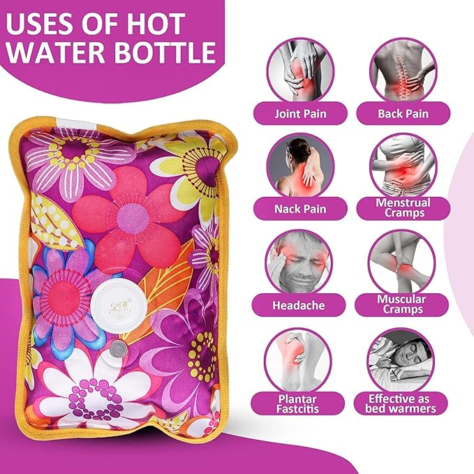 LUMONY Hot Water Bag Heating Bag Gel electric for pain relief, electric heating pad for back pain Men & Women with Charging Cord