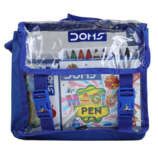 Doms Jonior Art Kit | Comes With Transparent Zipper Bag | Perfect Value Pack | Kit For School Essentials | Gifting Range For Kids | Combination of 8 Stationery Items