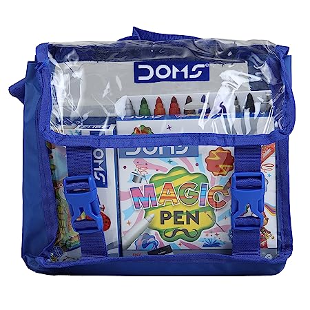 Doms Junior Art Kit | Comes With Transparent Zipper Bag | Perfect Value Pack | Kit For School Essentials | Gifting Range For Kids | Combination of 8 Stationery Items