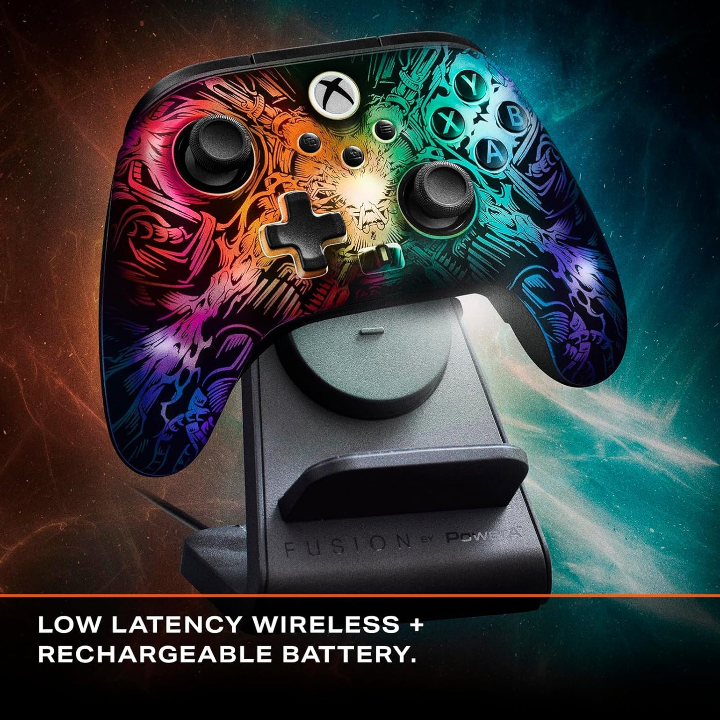 PowerA FUSION Pro Wireless Gaming Controller with Lumectra for Xbox Series X/S, Xbox One, PC, Windows 10/11 with Ghost RGB LED Lighting, Black (Officially Licensed) (SD)