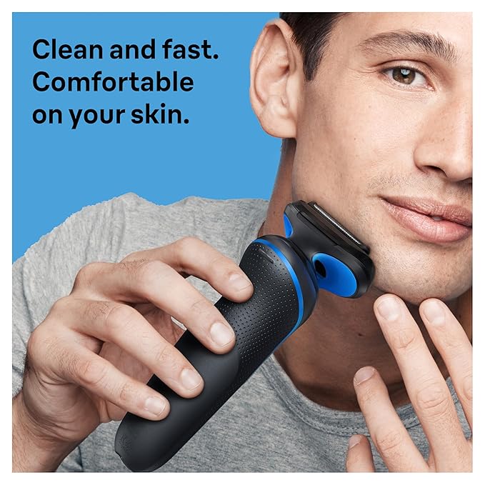 Braun Series 5 Electric Shaver, Senso Flex Technology, Auto Sense for Sensitive Skin, Wet or Dry Use, 100% Waterproof, Li-Ion Battery, 50 Min Runtime, 5 Min Quick Charge, German Engineering, Shaver 52