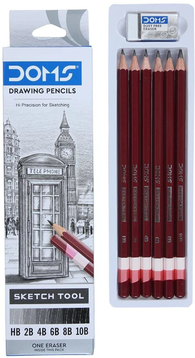 DOMS Drawing Pencil B 8204 | B Grade Graphite Pencil for Drawing, Sketching, Shading & Writing | Smooth Dark Lead | Artist & Student Pencil