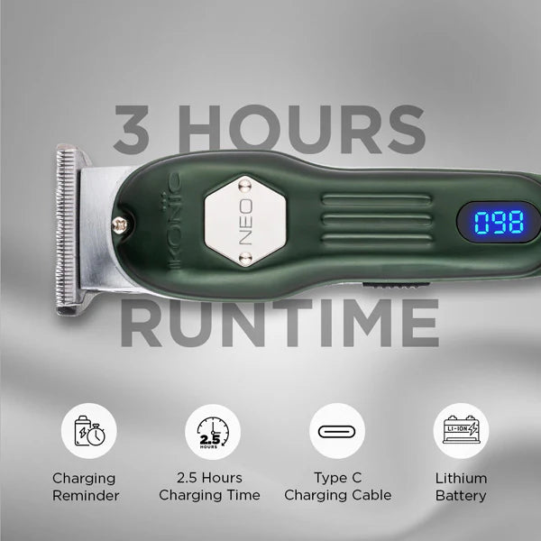Ikonic Professional Neo Hair Trimmer for Men | Cordless Rechargeable Beard & Hair Trimmer | Precision Blades | Adjustable Cutting Length | USB Charging | Low Noise Grooming Trimmer
