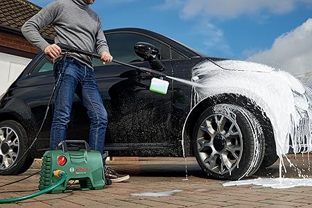 BOSCH Easy Aquatak 120 High Pressure Washer |1500-wt Motor | Max Pressure 120 Bar | Variable fan jet nozzle | Bosch Gun & Lance, Self-priming | Removing Heavy Dirt from Small Cars & Driveways | 4.7 Kg (RD)