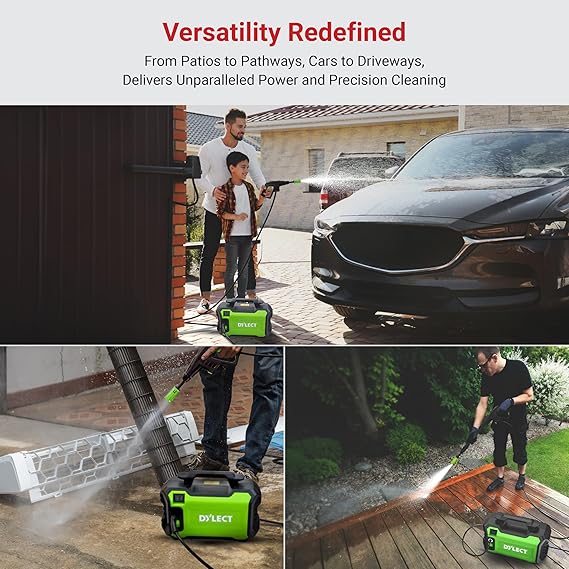[Upgraded 2026] DYLECT® Ultra Clean Plus High Pressure Car Washer, 1800 Watts Motor, 130 Bars Pressure, 6.5L/Min Flow Rate, 5m Outlet Hose, Portable, for Bike and Home Cleaning, Incl. 11 Accessories  (RD)