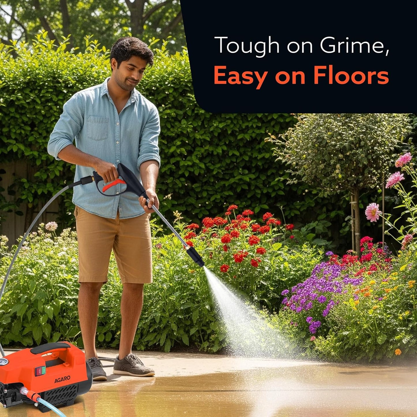 AGARO Supreme High Pressure Washer, Car Washer, 1800 Watts Motor, 120 Bars, 6.5L/Min Flow Rate, 8 Meters Outlet Hose, Portable, Car, Bike & Home Cleaning,Orange (RD)