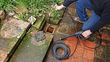 BOSCH High- Pressure Drain Cleaner Pipe 10m, 9.5 mm Diameter, Accessory for Aquatak Pressure washers, Hose for Cleaning Pipe and Drains, Max Pressure 140 Bar, Easy Attachment, 0.79kg (RD)