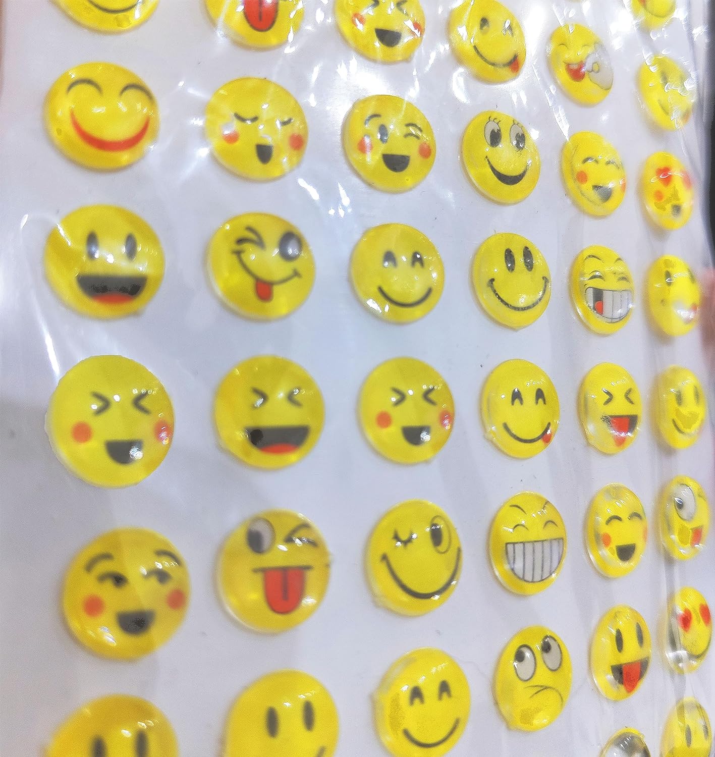 Crystal Stickers ® Emoji with Multicolor Stars Stickers Hard Transparent Plastic