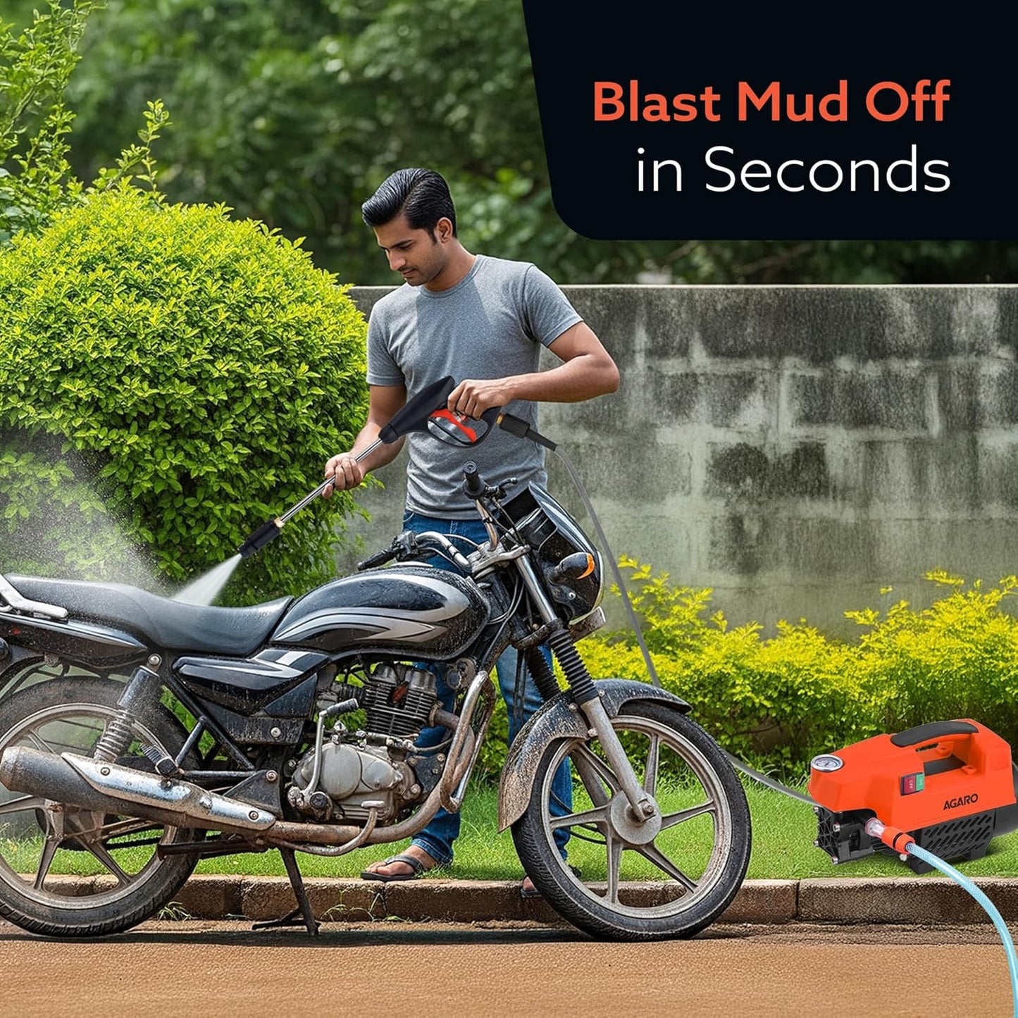 AGARO Supreme High Pressure Washer, Car Washer, 1800 Watts Motor, 120 Bars, 6.5L/Min Flow Rate, 8 Meters Outlet Hose, Portable, Car, Bike & Home Cleaning,Orange (RD)