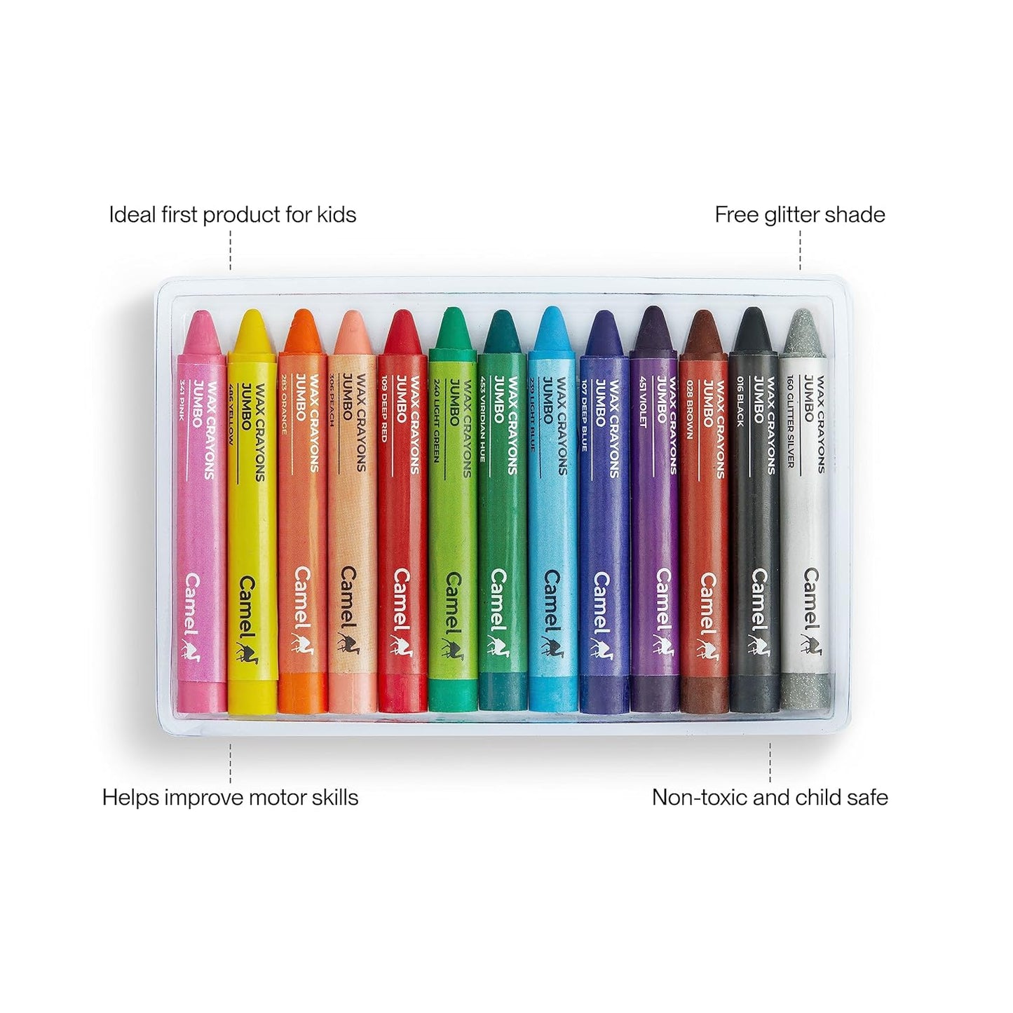 Wax Crayons | Camlin | 13 Shades | Extra Smooth & More Bright