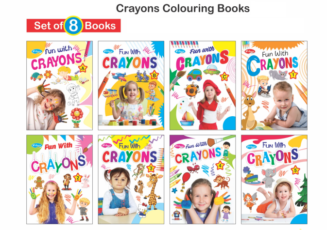 Kamal Crayons Colouring Books for Kids | Smart Books For Smart Kids | Set of 8 Books