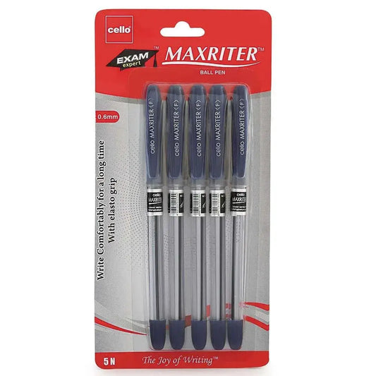 Cello 0.6 mm Maxriter Blue Ballpoint Pen (Pack of 5) - Image #1