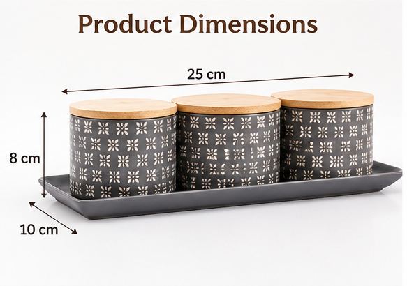AAR Ceramica-3 Jar Dry Fruit Set | Stylish Storage Jar Set for Dry Fruits, Nuts, Snacks & Kitchen Decoration