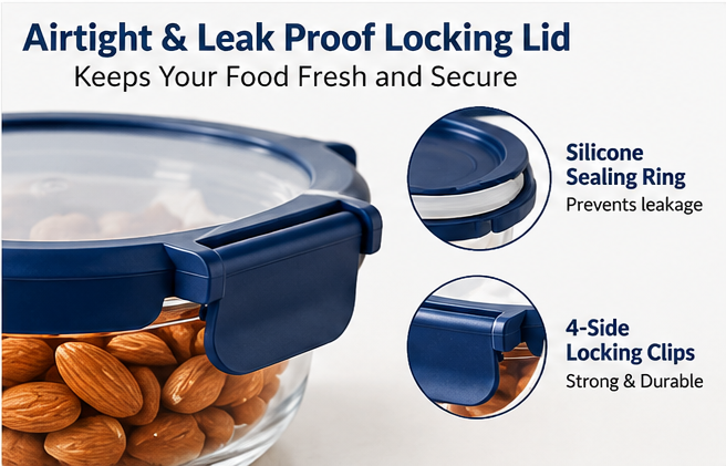 AAR Fresha Round Food Storage Container Set of 2, 400ml Each, Reusable Kitchen Containers for Food Storage, Snacks, Dry Fruits and Leftovers