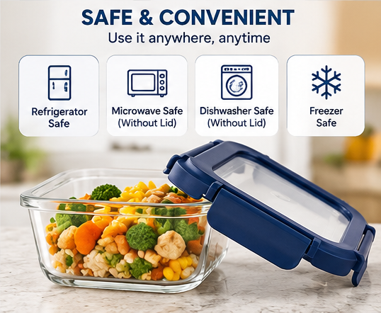 AAR Fresha Square Glass Storage Container Set of 2, 320ml Each, Airtight & Leakproof Lid with Silicone Seal, Food Grade Glass Containers for Kitchen Storage, Nuts, Fruits & Leftovers