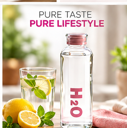 AAR Oceanic Glass Water Bottle 830 ML | Stylish Reusable Drinking Bottle for Home, Office, Gym & Travel | Leak Resistant Bottle