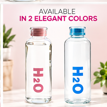 AAR Oceanic Glass Water Bottle 830 ML | Stylish Reusable Drinking Bottle for Home, Office, Gym & Travel | Leak Resistant Bottle