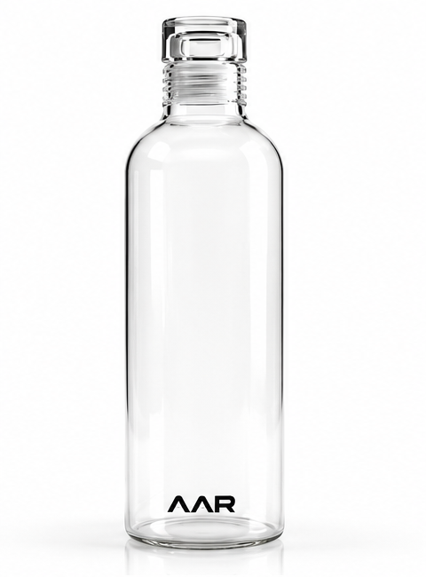 AAR Refresh Glass Bottle 500 ML | Transparent Water Bottle with Screw Cap | Reusable Drinking Bottle for Home, Office, Gym & Travel