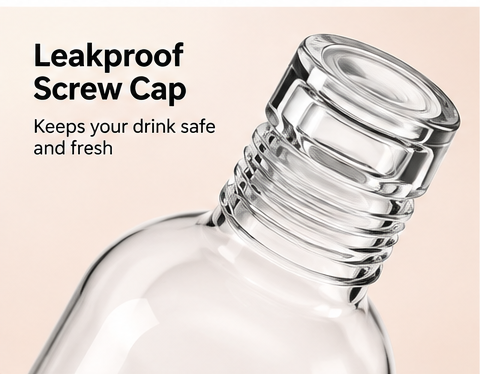 AAR Refresh Glass Bottle 500 ML | Transparent Water Bottle with Screw Cap | Reusable Drinking Bottle for Home, Office, Gym & Travel