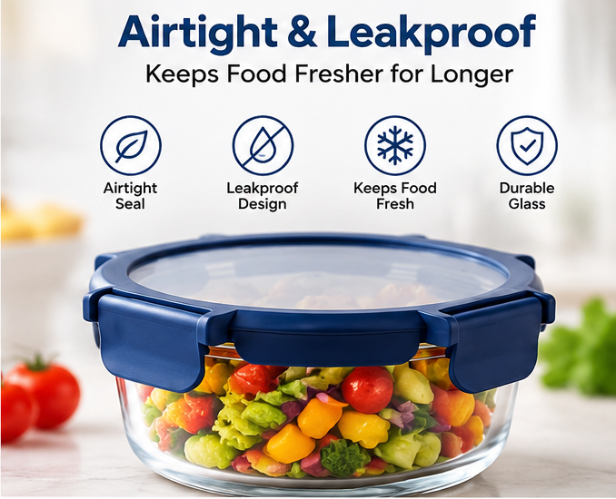 AAR Fresha Round Glass Food Storage Containers – Set of 3