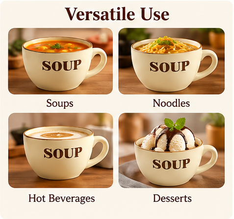 AAR Cuddle Cup Ceramic Soup Mug with Handle and Spoon, Cream Colour