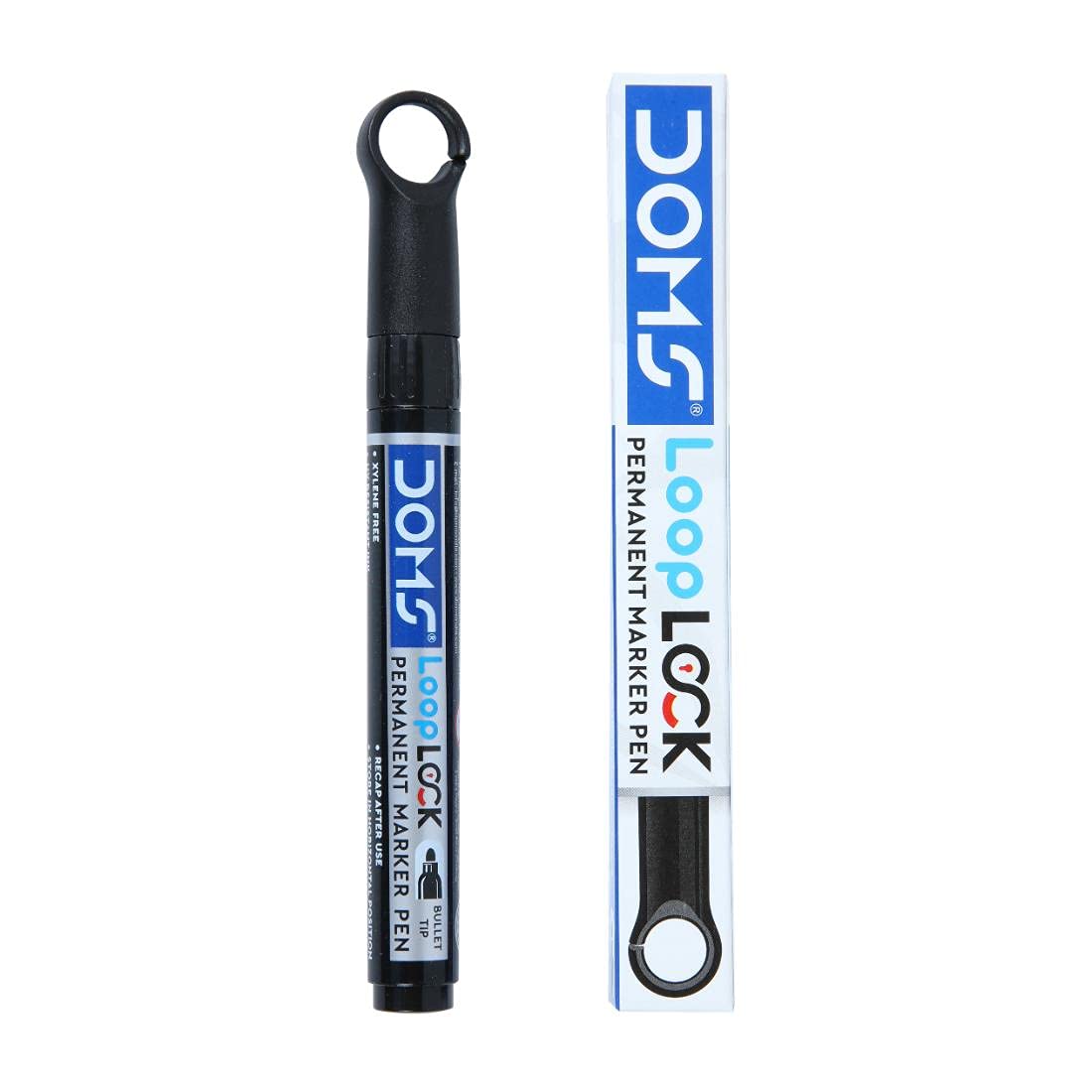 Doms Refilo Non-Toxic Hi-Tech Refillable Loop Lock Permanent Marker Pen (Black)