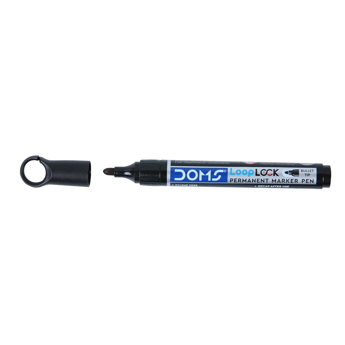 Doms Refilo Non-Toxic Hi-Tech Refillable Loop Lock Permanent Marker Pen (Black)