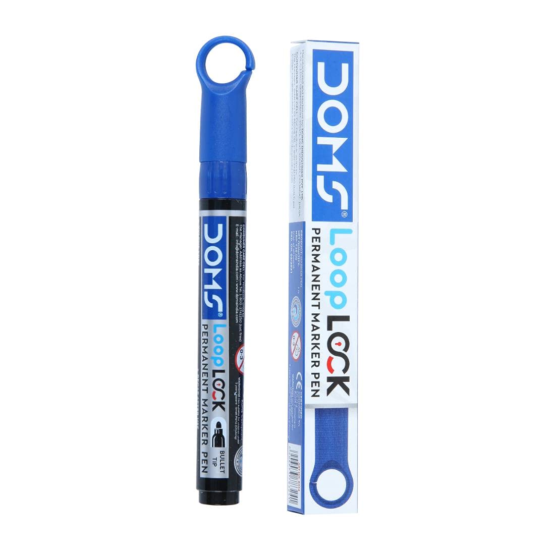 Doms Refilo Non-Toxic Hi-Tech Refillable Loop Lock Permanent Marker Pen (BLUE)