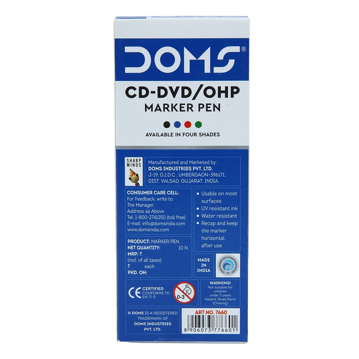 Doms Non-Toxic CD-DVD/OHP Marker Pen ( SET OF 10 PCS)