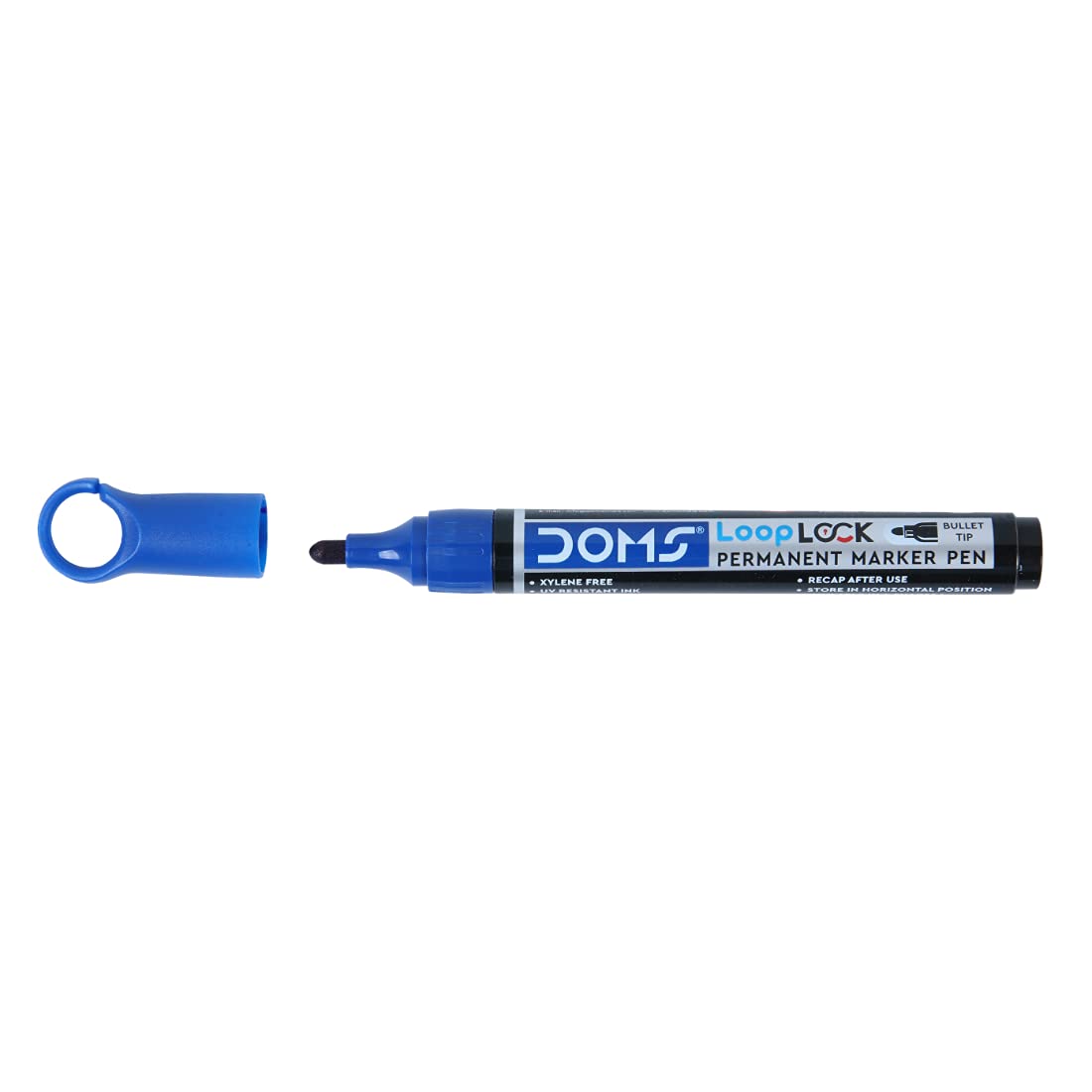 Doms Refilo Non-Toxic Hi-Tech Refillable Loop Lock Permanent Marker Pen (BLUE)