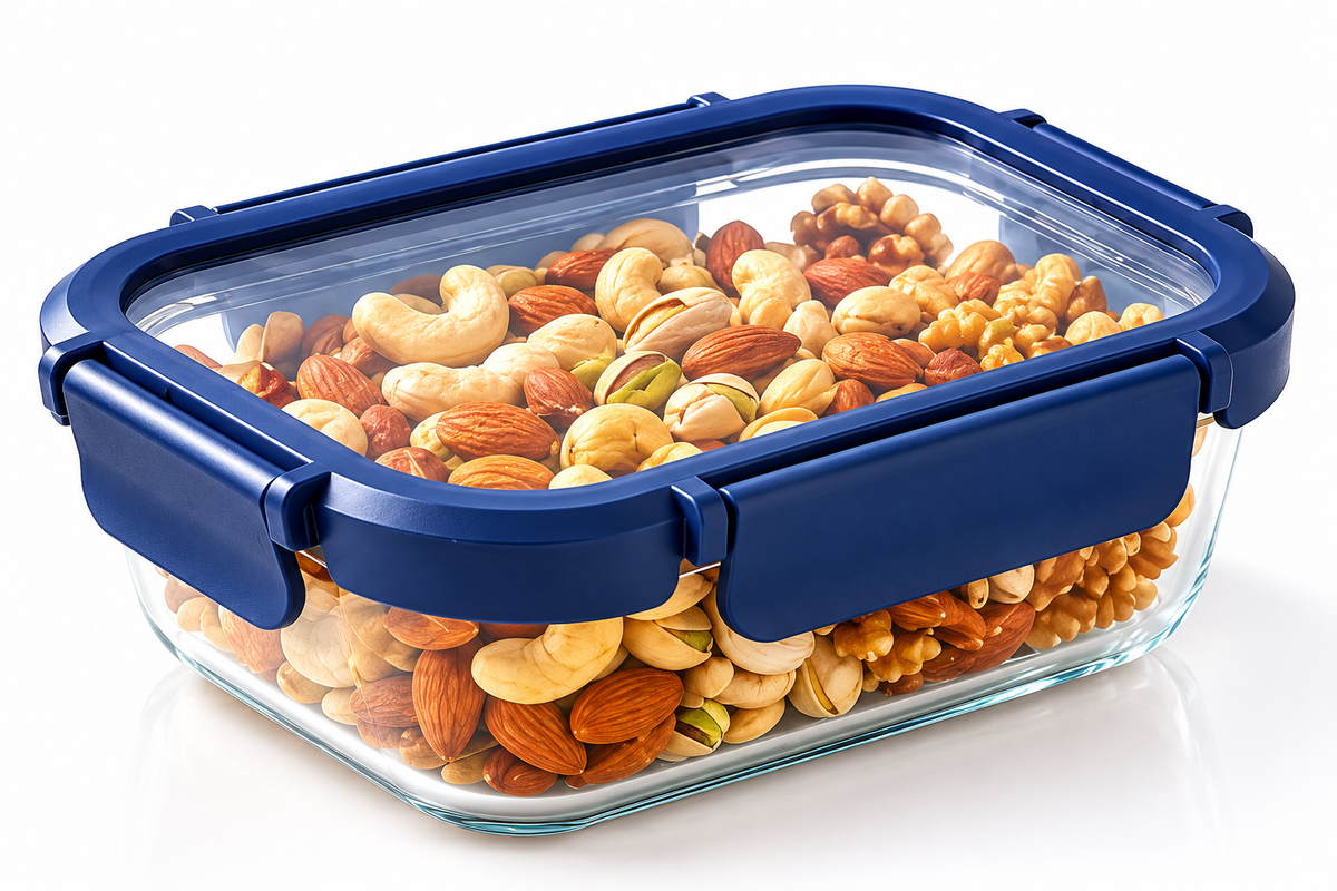 AAR Fresha Rectangle 640 ML Glass Food Storage Container with Airtight Locking Lid | Borosilicate Glass Container for Kitchen Storage