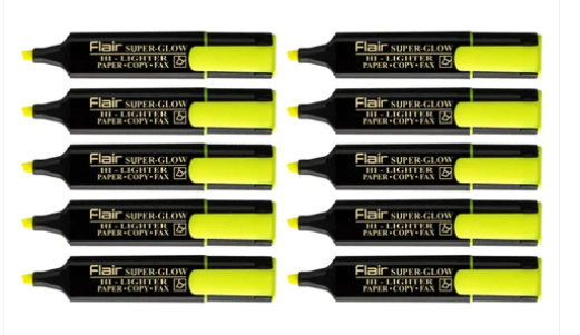 Flair Super Glow Highlighter - Yellow Ink