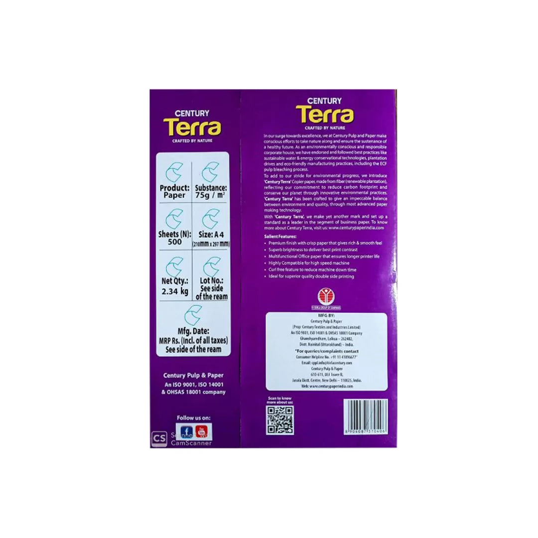 Century Terra A4 Size 75 GSM Copier Paper 1 Ream 500 Sheets