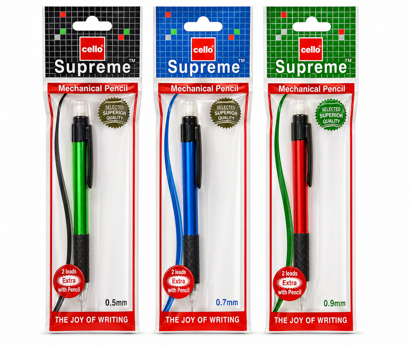 Cello Supreme Mechanical Pencil 0.5mm / 0.7mm / 0.9 mm– Smooth Writing, Strong Grip, Refillable Lead | Premium Design