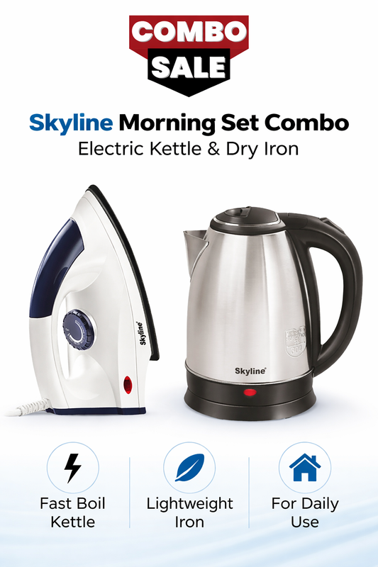 Skyline Morning Set Combo | Electric Kettle & Dry Iron | Fast Boil Kettle + Lightweight Iron for Daily Use