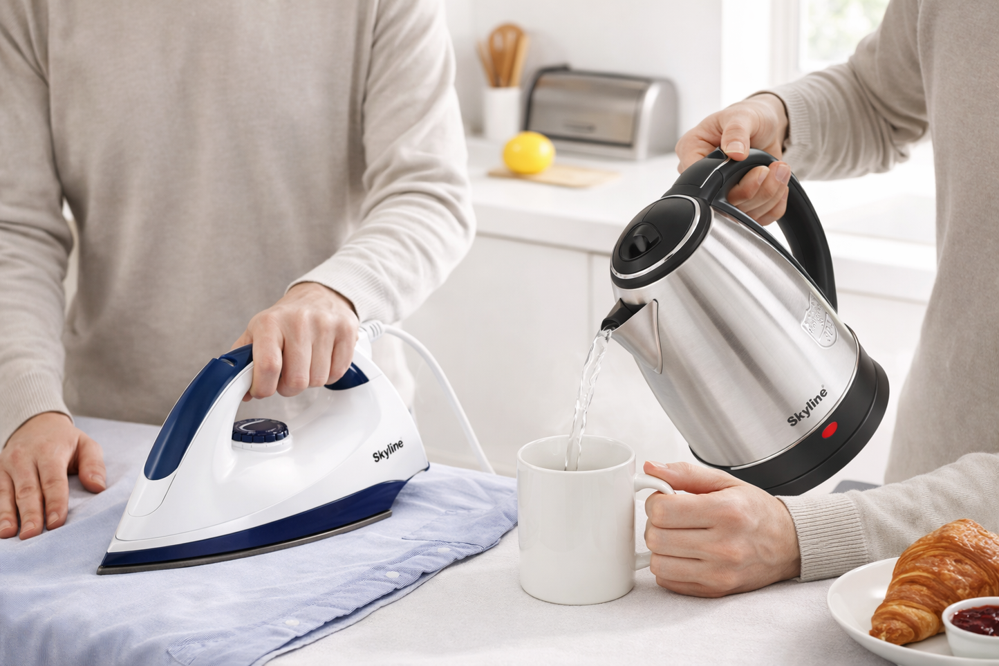 Skyline Morning Set Combo | Electric Kettle & Dry Iron | Fast Boil Kettle + Lightweight Iron for Daily Use