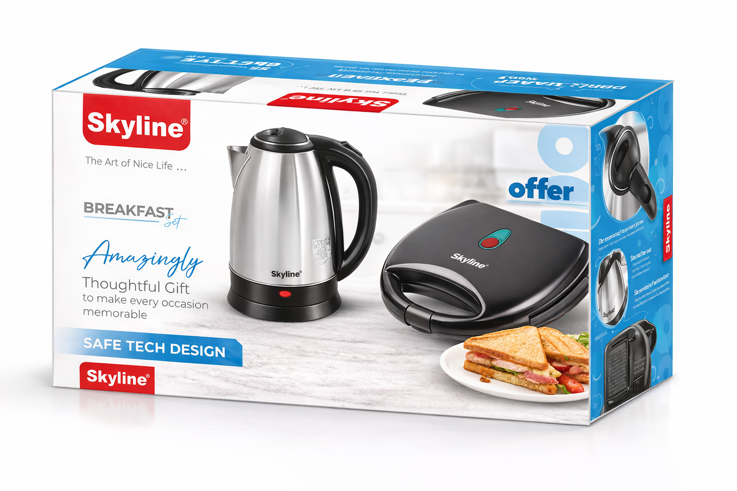 Skyline Breakfast Delight Set – Perfect Combo of Electric Kettle &amp; Sandwich Toaster