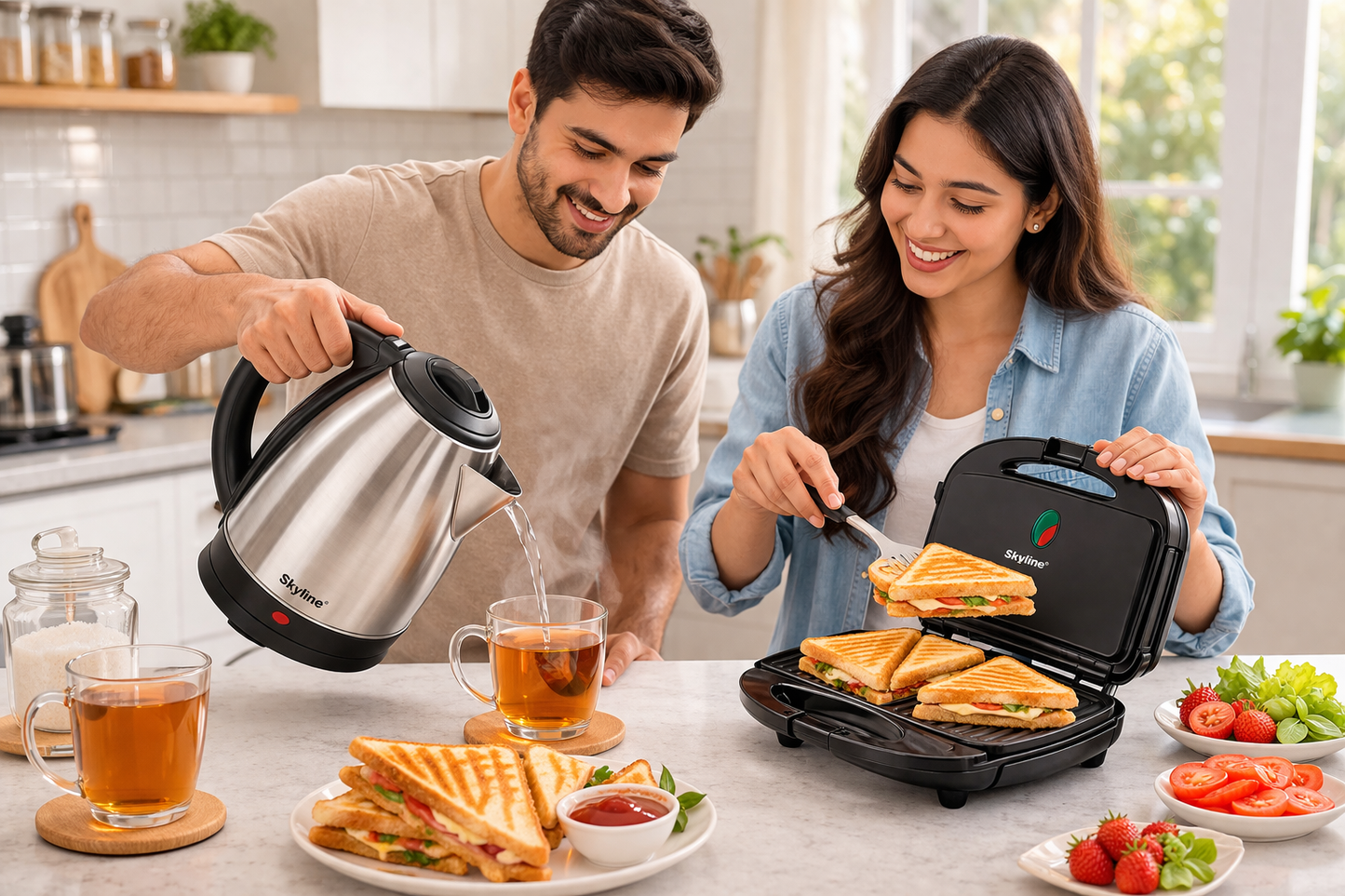 Skyline Breakfast Delight Set – Perfect Combo of Electric Kettle &amp; Sandwich Toaster