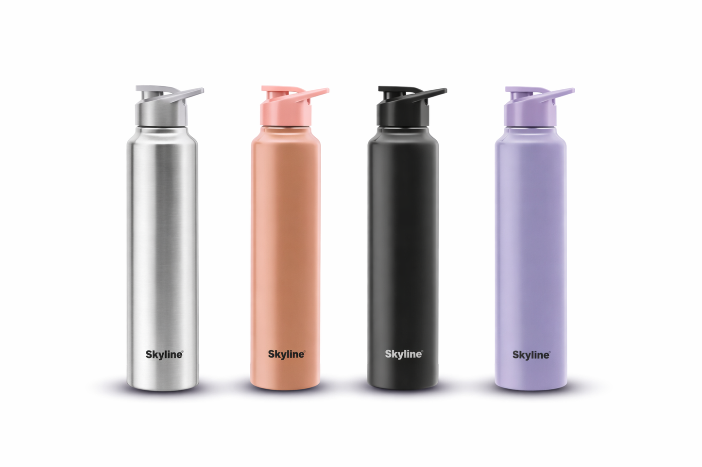 Skyline 4-Pack Stainless Steel Water Bottles | 1L Each | Durable, Leak-Proof & Travel-Ready