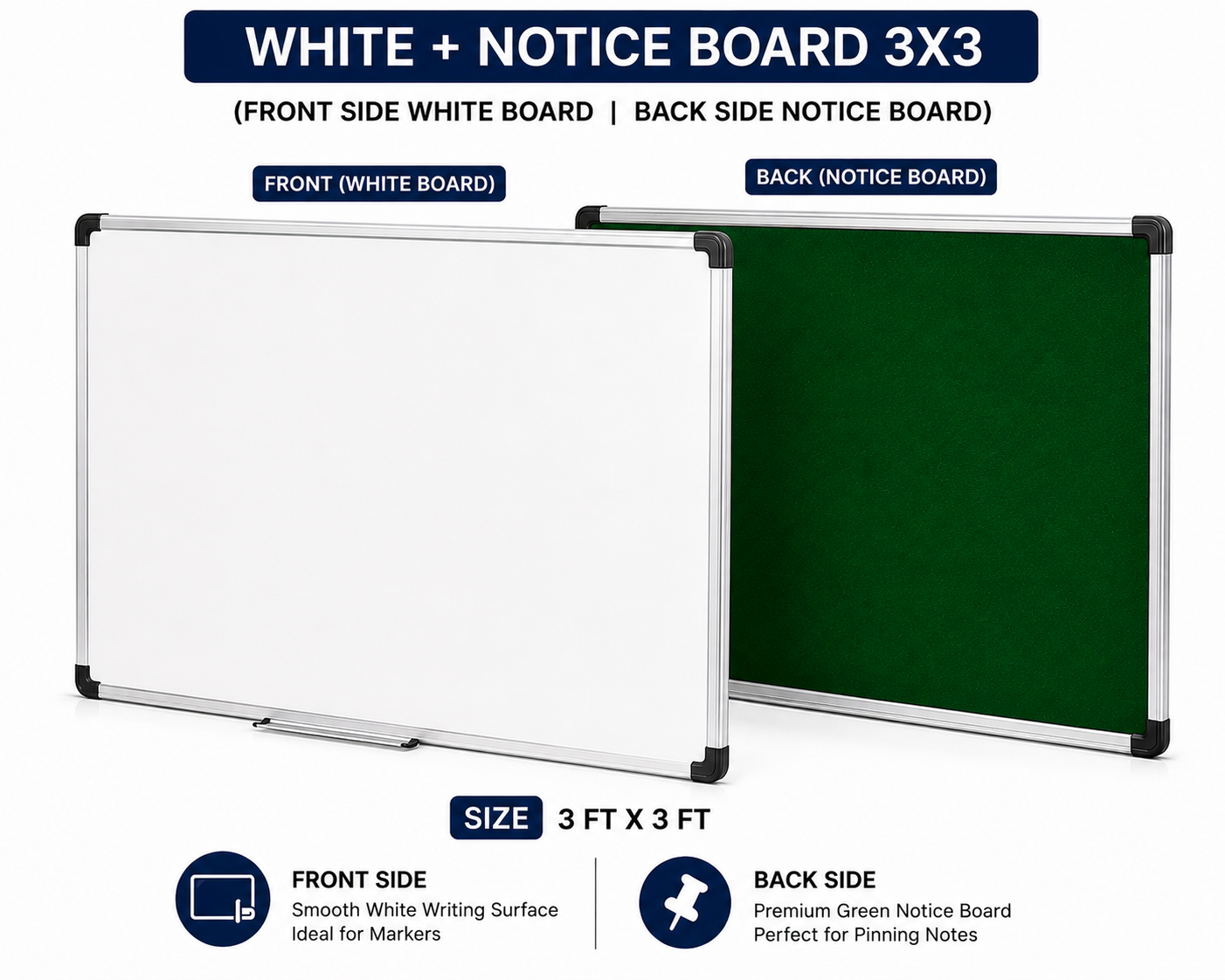 Digismart Nova Channel Double Side White + Notice Board | Front White Board & Back Green Notice Board