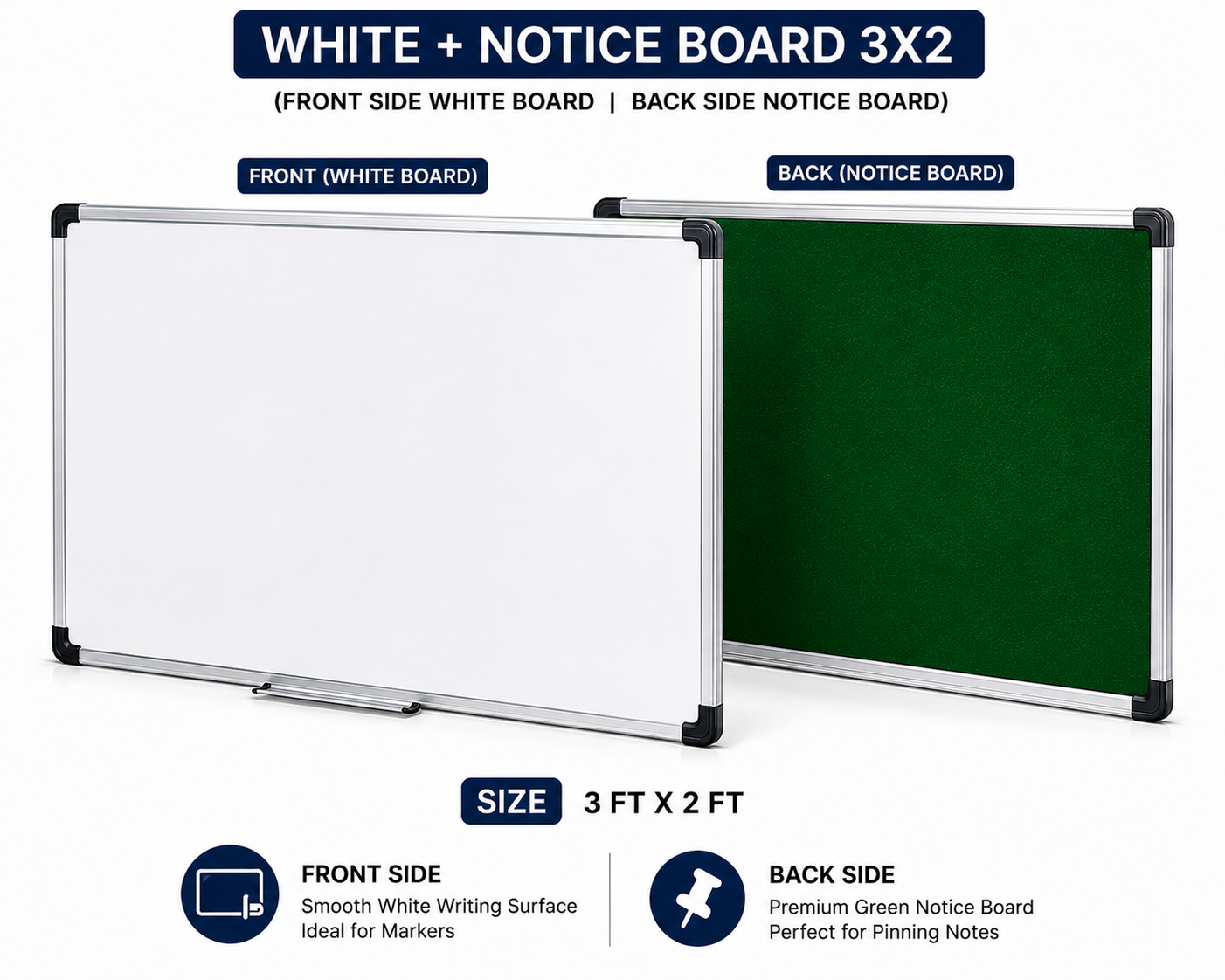 Digismart Nova Channel Double Side White + Notice Board | Front White Board & Back Green Notice Board