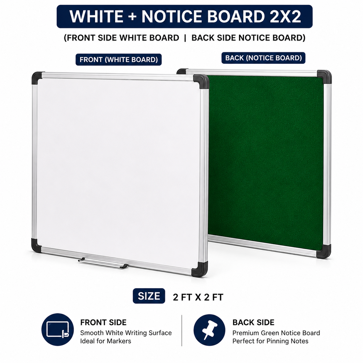 Digismart Nova Channel Double Side White + Notice Board | Front White Board & Back Green Notice Board